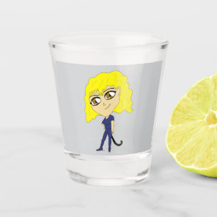 Chibi with a cat like tail shot glass