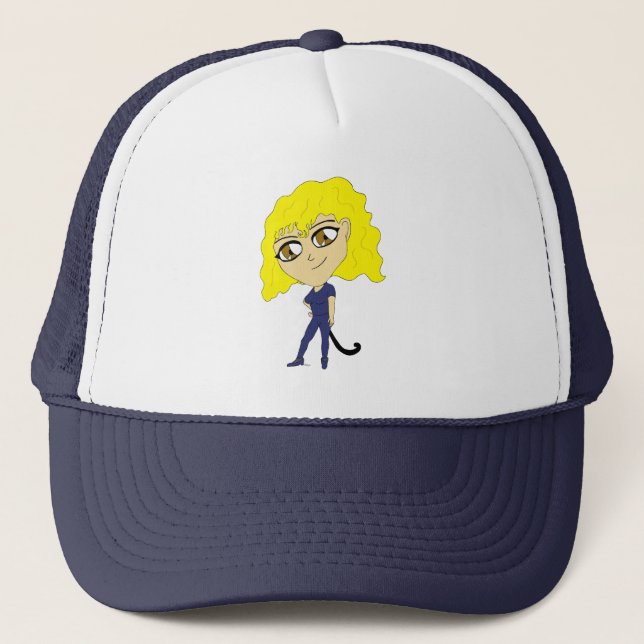 Chibi with a cat like tail trucker hat (Front)