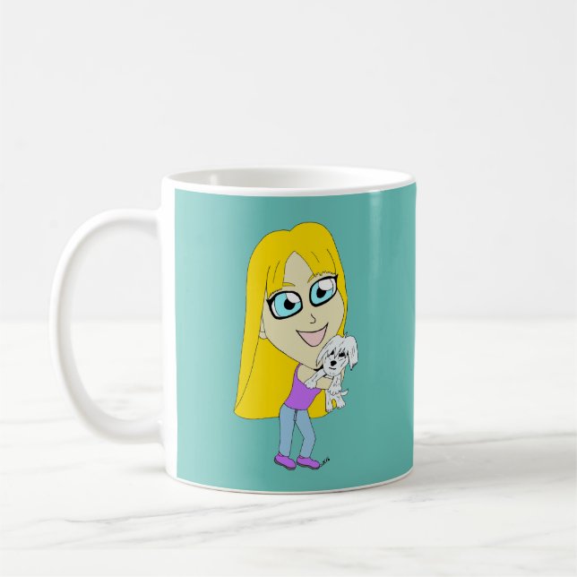 Chibi with a pup coffee mug (Left)