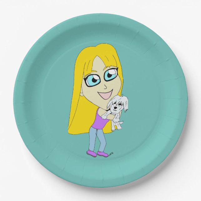 Chibi with a pup paper plate (Front)