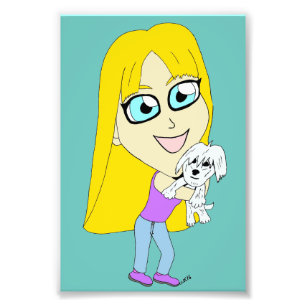 Chibi with a pup photo print