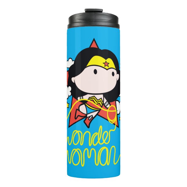 Chibi Wonder Woman Flying With Lasso Thermal Tumbler (Front)
