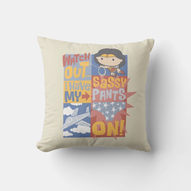 Chibi Wonder Woman | I Have My Sassy Pants On! Cushion (Front)