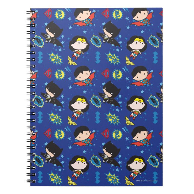 Chibi Wonder Woman, Superman, and Batman Pattern Notebook (Front)