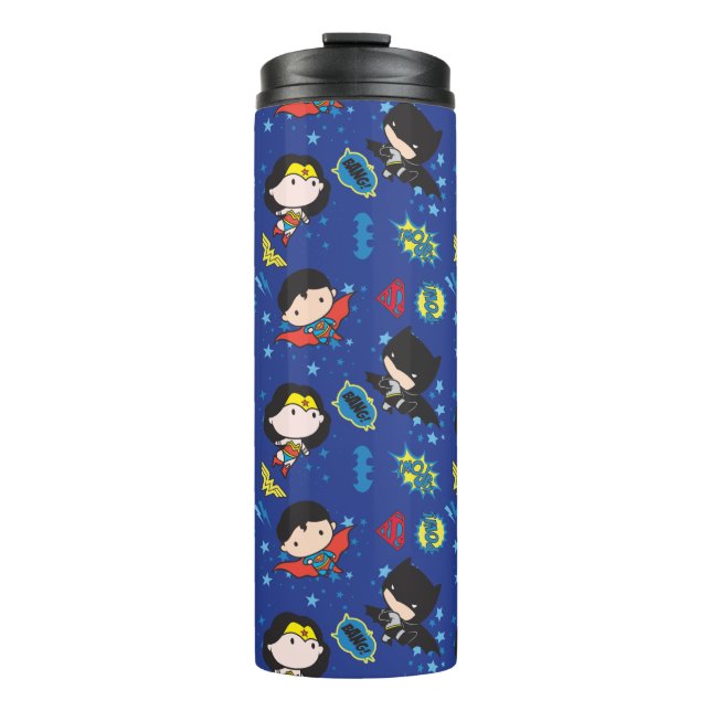 Chibi Wonder Woman, Superman, and Batman Pattern Thermal Tumbler (Front)