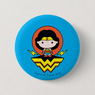 Chibi Wonder Woman With Polka Dots and Logo 6 Cm Round Badge