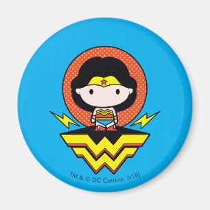 Chibi Wonder Woman With Polka Dots and Logo Magnet