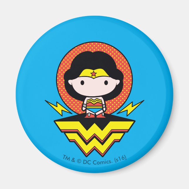 Chibi Wonder Woman With Polka Dots and Logo Magnet (Front)