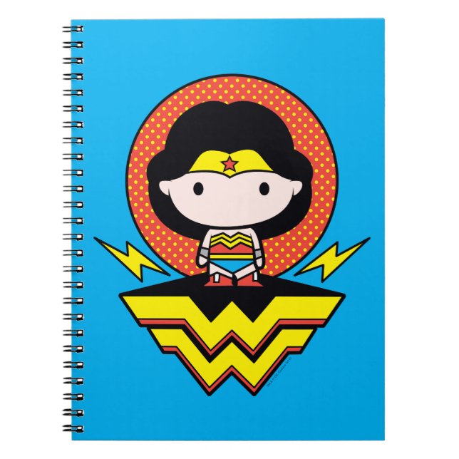 Chibi Wonder Woman With Polka Dots and Logo Notebook (Front)