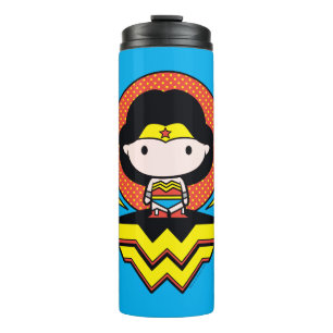 Chibi Wonder Woman With Polka Dots and Logo Thermal Tumbler