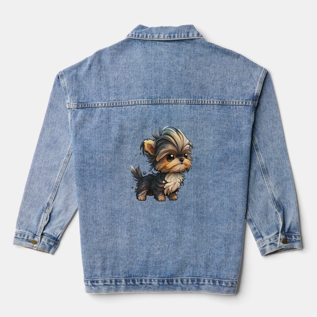 Chibi Yorkshire Terrier Denim Jacket (Back)