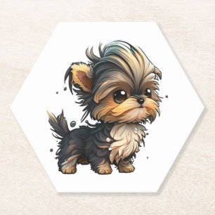Chibi Yorkshire Terrier Paper Coaster