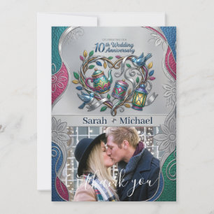 Chic 10th Tin Wedding Anniversary Photo Thank You Card