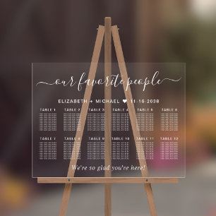 Chic 12 Table Our Favourite People Wedding Seating Acrylic Sign