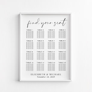 Chic 16 Table Wedding Seating Chart