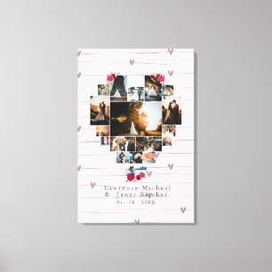 Chic 18 Heart shaped Photo Collage for her / him Canvas Print