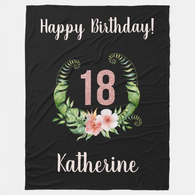 Chic 18th Birthday Girl Name   Fleece Blanket (Front)