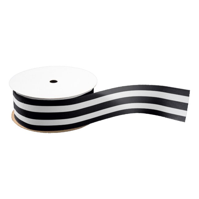 Chic 1.5" Black And White Striped  Grosgrain Ribbon (Spool)