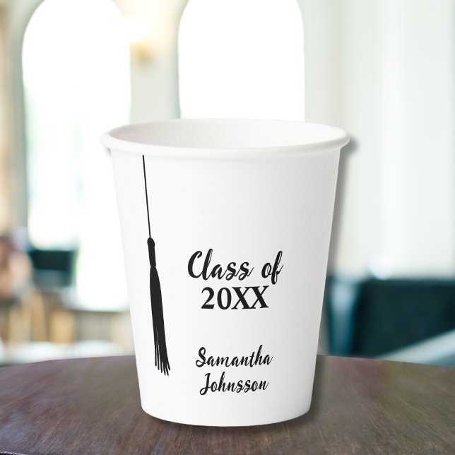 Chic 2024 Grad Tassel Personalised Graduation  Paper Cups (Chic 2024 Grad Tassel Personalized Graduation Paper Cups)
