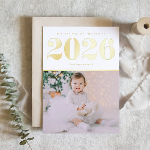 Chic 2025 Happy New Year Photo Foil Holiday Card