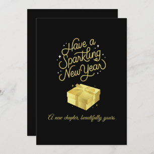 Chic 2026 New Year' Eve Party Gold Glitter Black Holiday Card