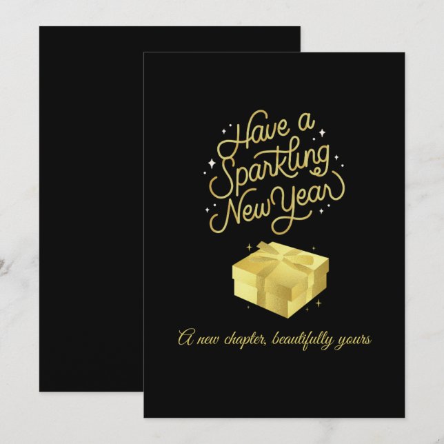 Chic 2026 New Year' Eve Party Gold Glitter Black  Holiday Card (Front/Back)