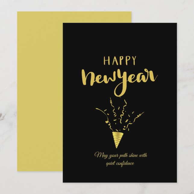 Chic 2026 New Year' Eve Party Gold Glitter Black  Holiday Card (Front/Back)