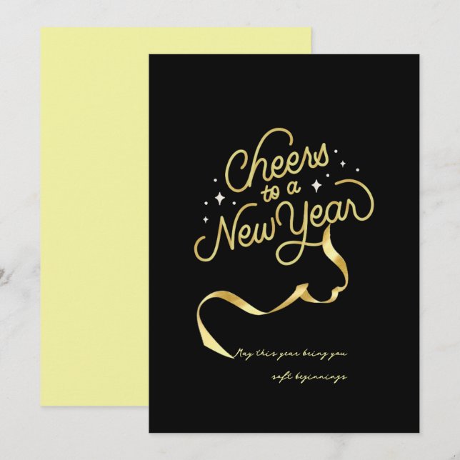 Chic 2026 New Year' Eve Party Gold Glitter Black  Holiday Card (Front/Back)
