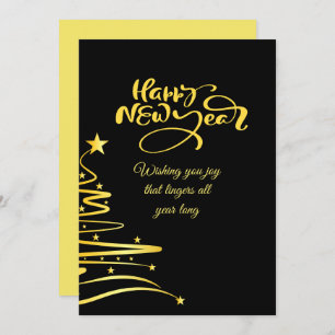 Chic 2026 New Year' Eve Party Gold Glitter Black  Holiday Card