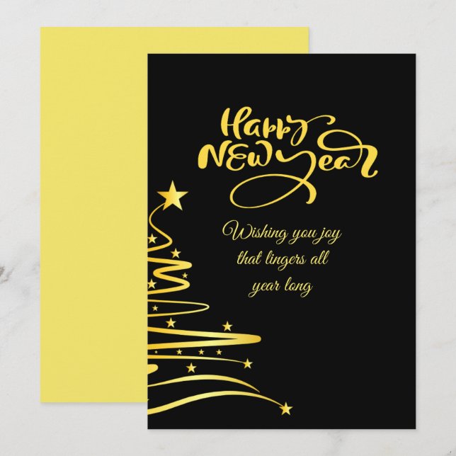 Chic 2026 New Year' Eve Party Gold Glitter Black  Holiday Card (Front/Back)