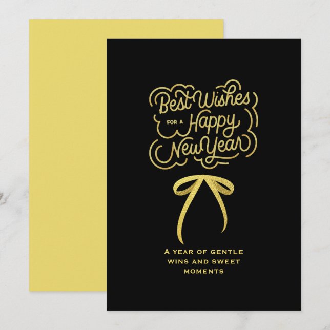 Chic 2026 New Year' Eve Party Gold Glitter Black  Holiday Card (Front/Back)