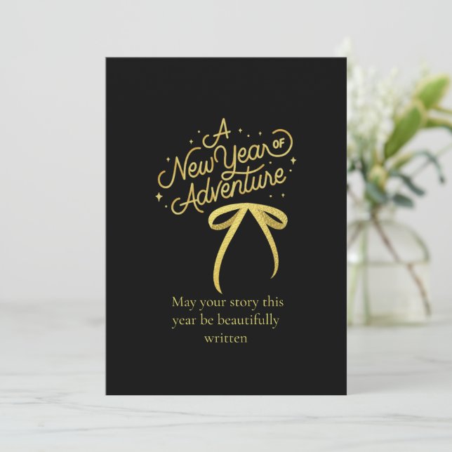 Chic 2026 New Year' Eve Party Gold Glitter Black  Holiday Card (Standing Front)