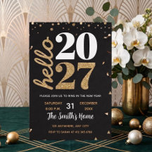 Chic 2027 New Year' Eve Party Gold Glitter Black 