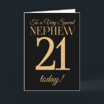 Chic 21st Gold-effect on Black, Nephew Birthday Card<br><div class="desc">The chic 21st Birthday Card for a 'Very Special Nephew',  with a number 21 composed of gold-effect numbers and the word 'Great-Grandson',  in gold-effect,  on a black background. The inside message,  which you can change if you wish,  is 'Happy Birthday'</div>