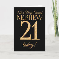Chic 21st Gold-effect on Black, Nephew Birthday