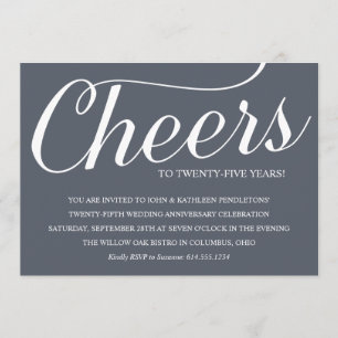 Chic 25th Wedding Anniversary Party Invitation