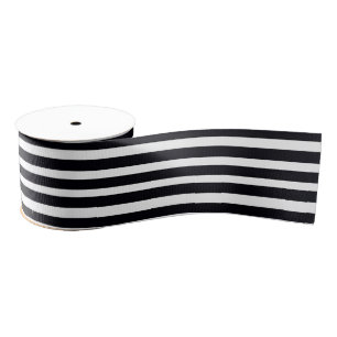 Chic 3" Grosgrain Ribbon Black And White Striped