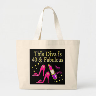 CHIC 40 AND FABULOUS FASHION QUEEN DESIGN LARGE TOTE BAG