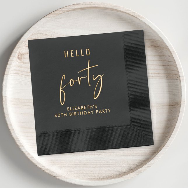 Chic 40th Birthday Party Foil Napkins (Elevate your 40th birthday party decor with these chic black and gold foil napkins)