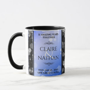 Chic 45th 51st 65th Sapphire Wedding Anniversary Mug
