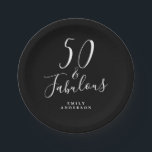 Chic 50 Fabulous Black White 50th Birthday Paper Plate<br><div class="desc">Celebrate turning 50 in style with this modern black and white 50th birthday design, a chic 50th birthday paper plate you can simply personalise for your fiftieth birthday party celebration. The words fifty and fabulous are set using elegant script calligraphy and modern typography. If you need any help or matching...</div>