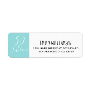 Chic 50 Fabulous Blue 50th Return Address Label