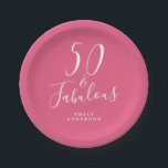 Chic 50 Fabulous Hot Pink 50th Birthday Paper Plate<br><div class="desc">Celebrate turning 50 in style with this modern hot pink 50th birthday design, a chic 50th birthday paper plate you can simply personalise for your fiftieth birthday party celebration. The words fifty and fabulous are set using elegant script calligraphy and modern typography. If you need any help or matching products,...</div>