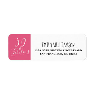 Chic 50 Fabulous Hot Pink 50th Return Address Label