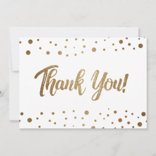 Chic 50th birthday faux gold confetti thank you ca