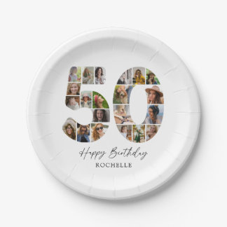 Chic 50th Birthday Photo Party Plates