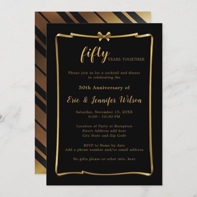 Chic 50th or ANY YEAR Wedding Anniversary Invitation (Front/Back)
