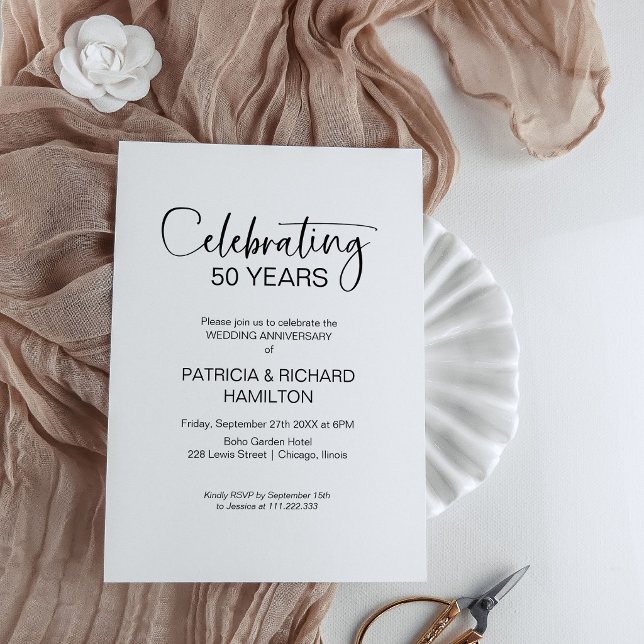 Chic 50th Wedding Anniversary Invitations (Creator Uploaded)