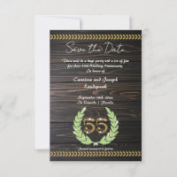 Chic 55th Anniversary Wood & Gold  Save the Date