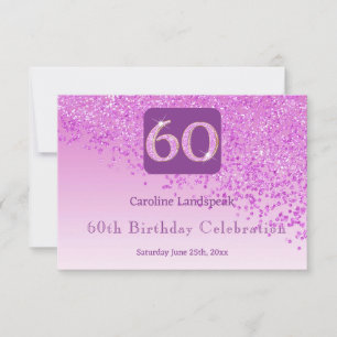 Chic 60 Birthday Pink Glitter RSVP Card